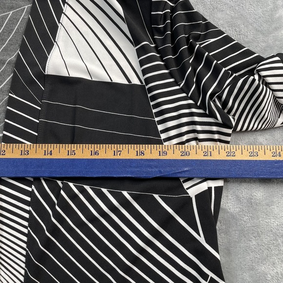 Susan Graver Liquid Knit Open Cardigan Top Women's  Sz Large Black White Stretch - Picture 13 of 16